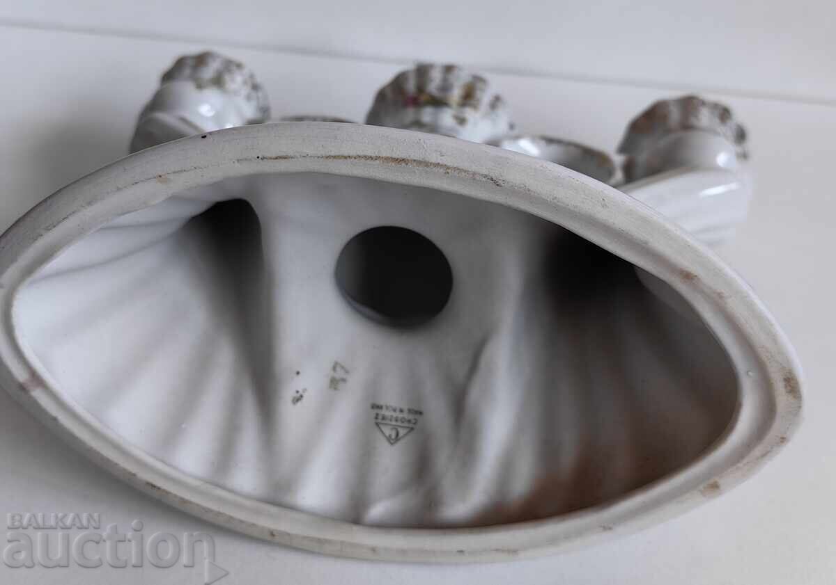 ΤΡΙΠΛΟΣ ΠΟΡΣΕΛΑΝΙΝΟΣ ΚΗΡΟΠΗΓΙΟΣ ΜΕ ΣΗΜΑΝΣΗ, ΣΕ ΚΑΛΗ ΚΑΤΑΣΤΑΣΗ - 6