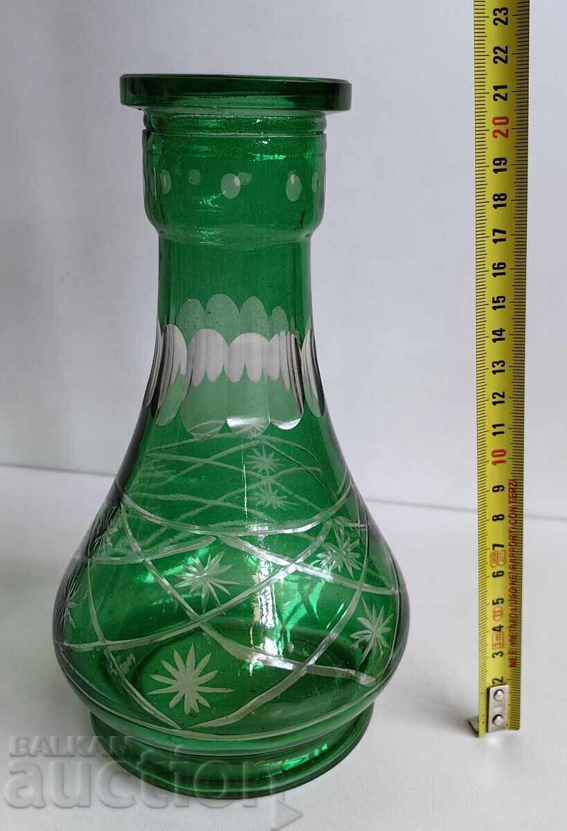 Auction  OLD GLASS CARAFE BOTTLE GREEN GLASS STRONG