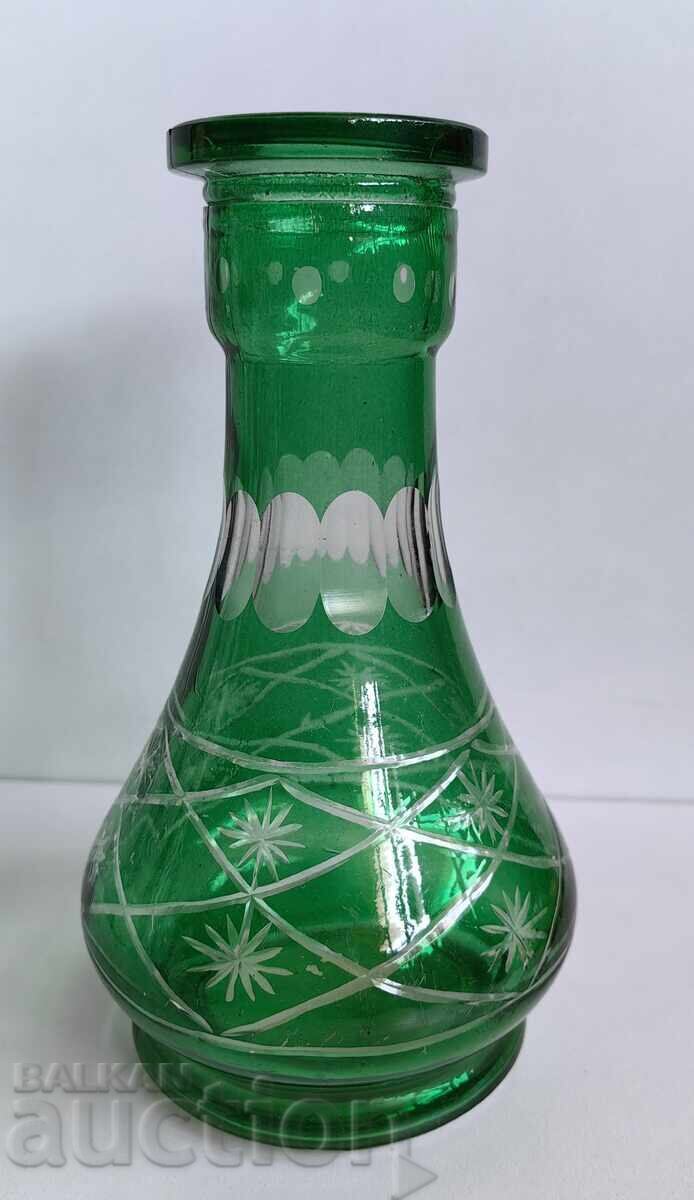 OLD GLASS CARAFE BOTTLE GREEN GLASS STRONG