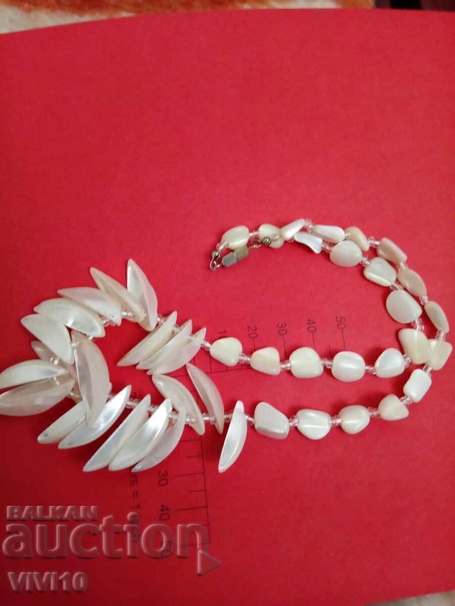 Antique necklace of natural stones, mother-of-pearl