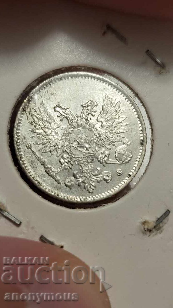 Russia, Finland 25 penni, pennia 1917 eagle without crown with price 15.00 BGN | € 7.67