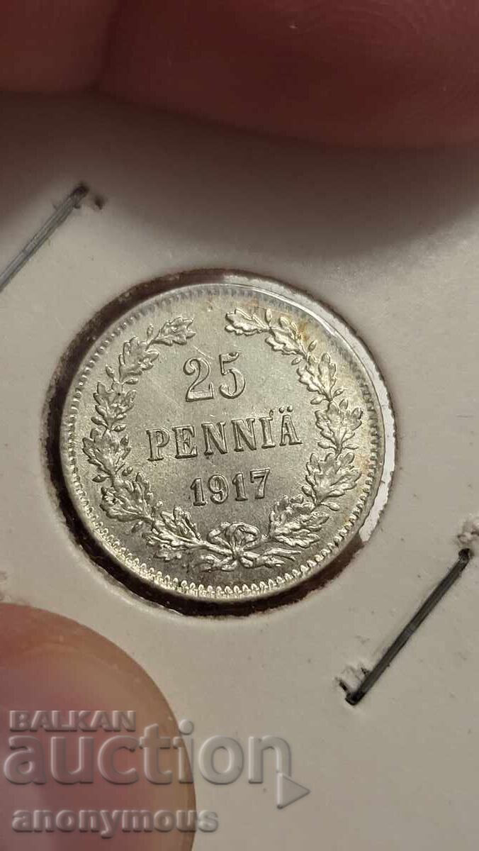 Russia, Finland 25 penni, pennia 1917 eagle without crown