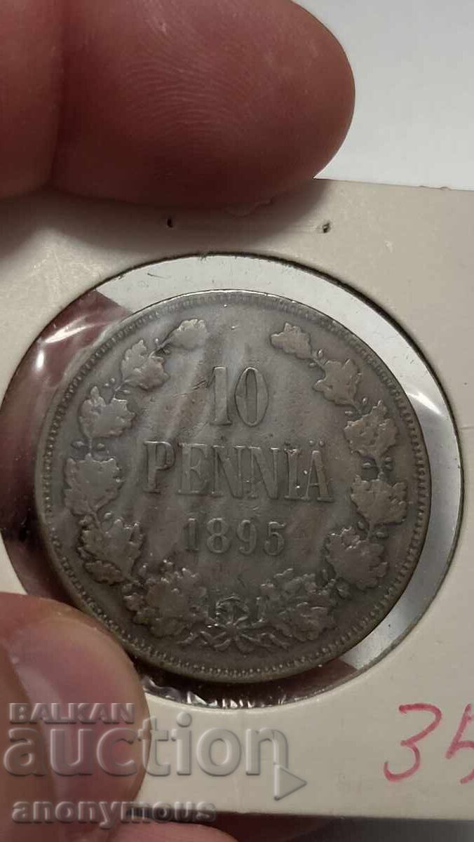 Ρωσία, Φινλανδία 10 πένι, πένια 1895 Νικόλαος Β'