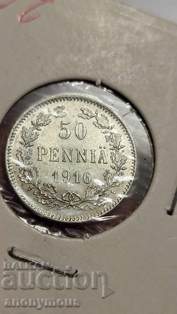 Rusia, Finlanda 50 peni, peni 1916 Nicolae al II-lea