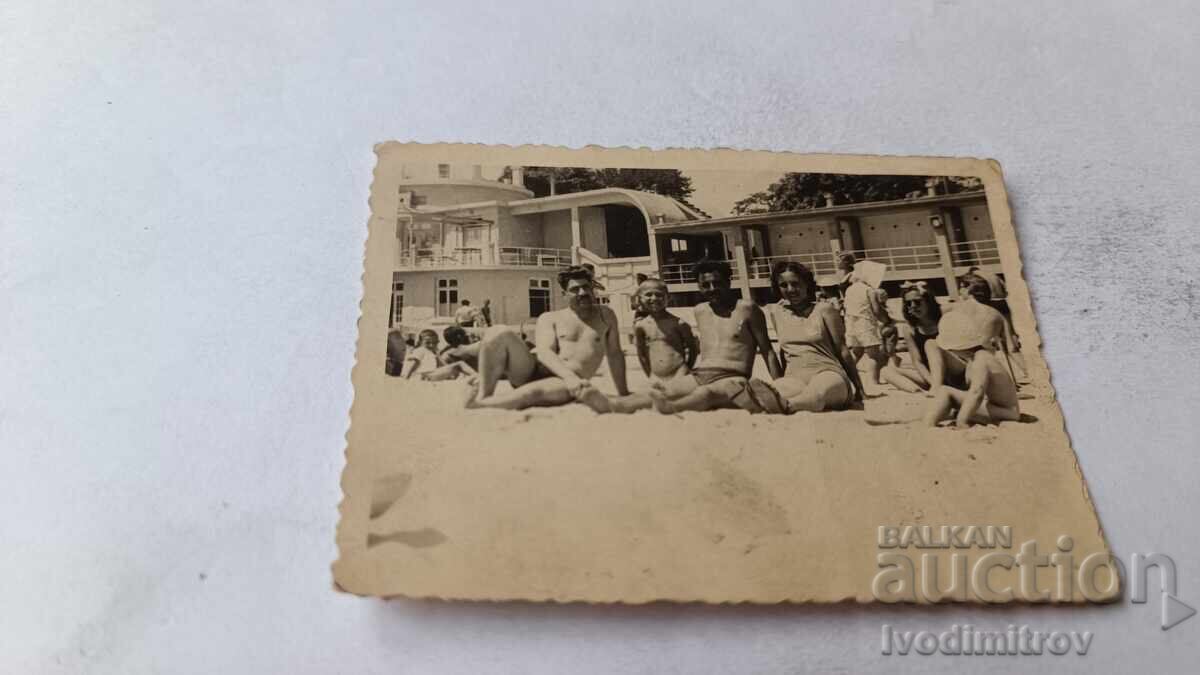 Photograph Men women and children on the beach 1940 Photograph Men women and children on the beach 1940
