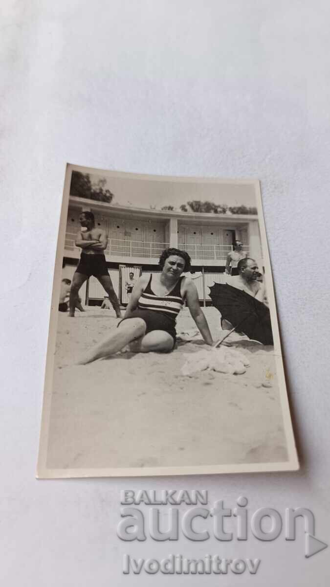 Photo Young woman on the beach 1933 Photo Young woman on the beach 1933