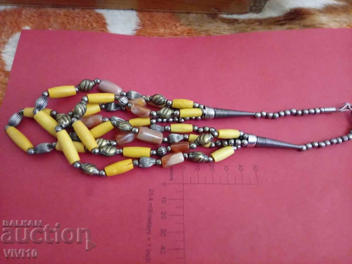 Antique necklace with natural stones, agate