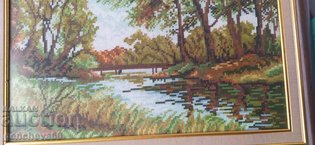 Licitație Frumos goblen cu peisaj „Lângă râu"