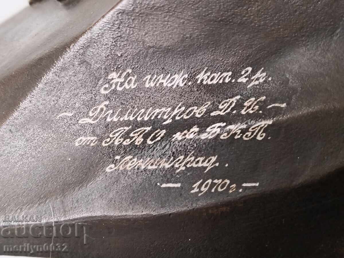 Παράδοση Χάλκινη φιγούρα Πέτρου Α' επί ίππου με αφιερωματική επιγραφή αγαλματίδιο ΕΣΣΔ