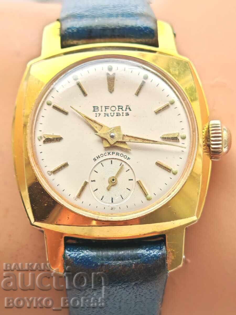 Auction Swiss Ladies' Mechanical Gold-Plated Watch BIFORA 20 mk Auction Swiss Ladies' Mechanical Gold-Plated Watch BIFORA 20 mk