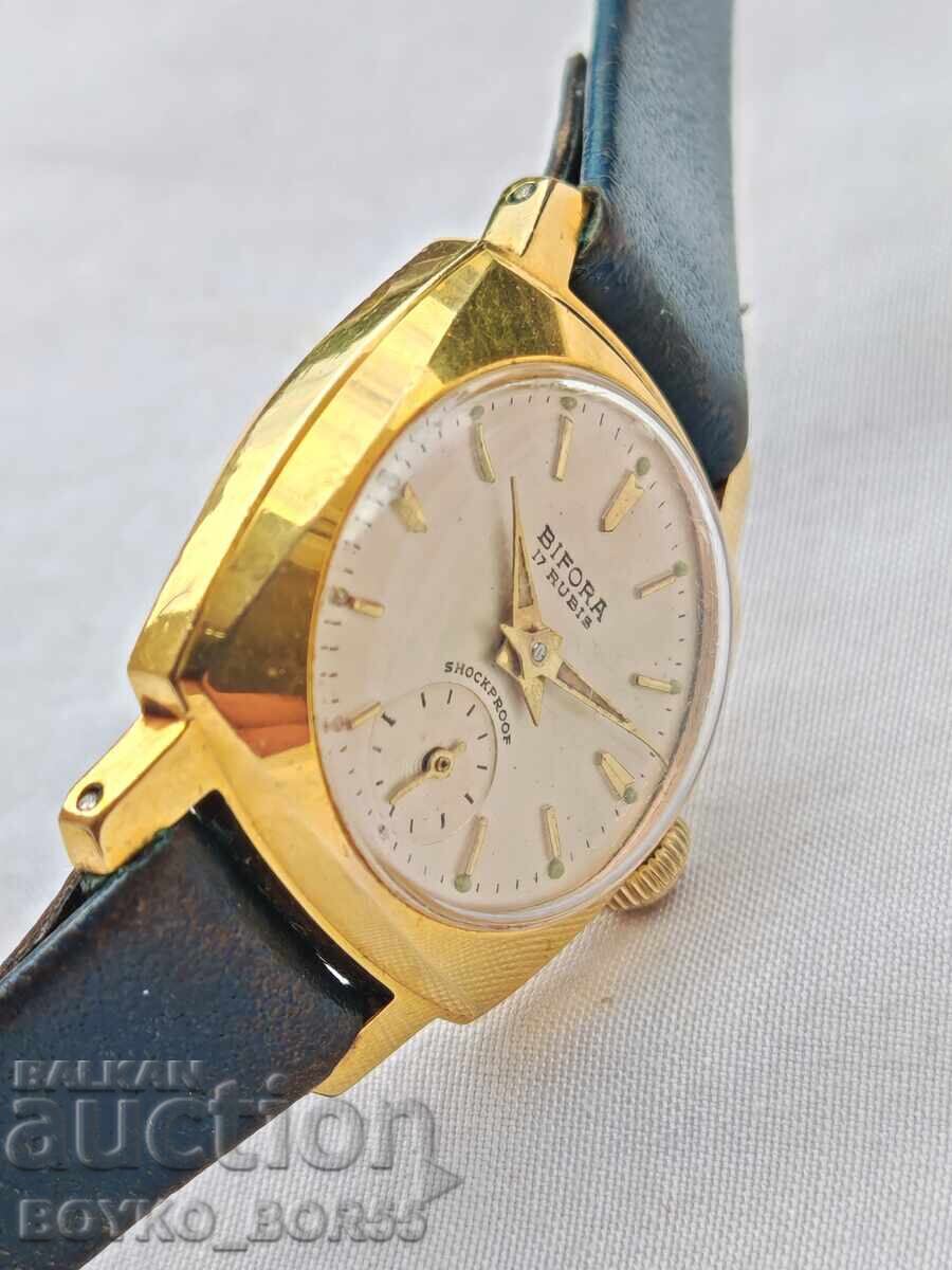Swiss Ladies' Mechanical Gold-Plated Watch BIFORA 20 mk - 6 Swiss Ladies' Mechanical Gold-Plated Watch BIFORA 20 mk - 6