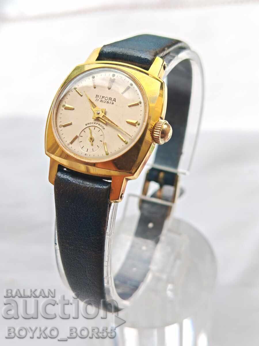 Swiss Ladies' Mechanical Gold-Plated Watch BIFORA 20 mk Swiss Ladies' Mechanical Gold-Plated Watch BIFORA 20 mk