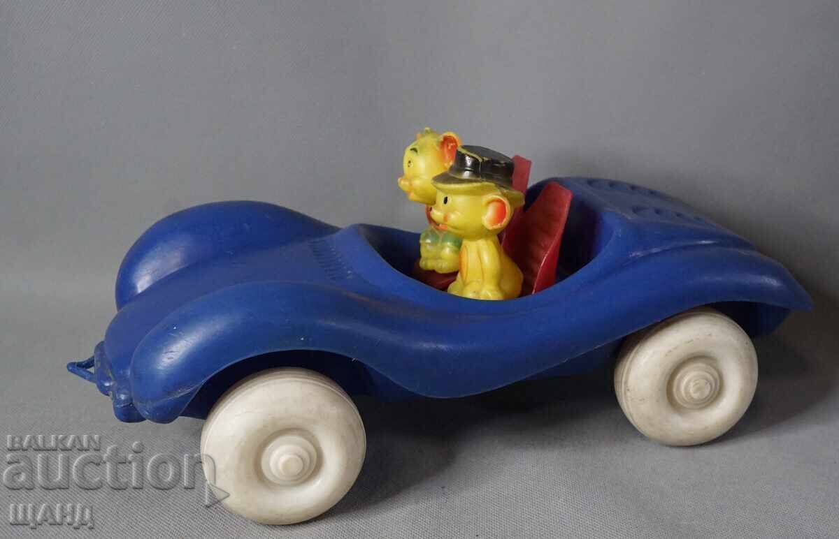 Old Bulgarian plastic toy buggy car with mice