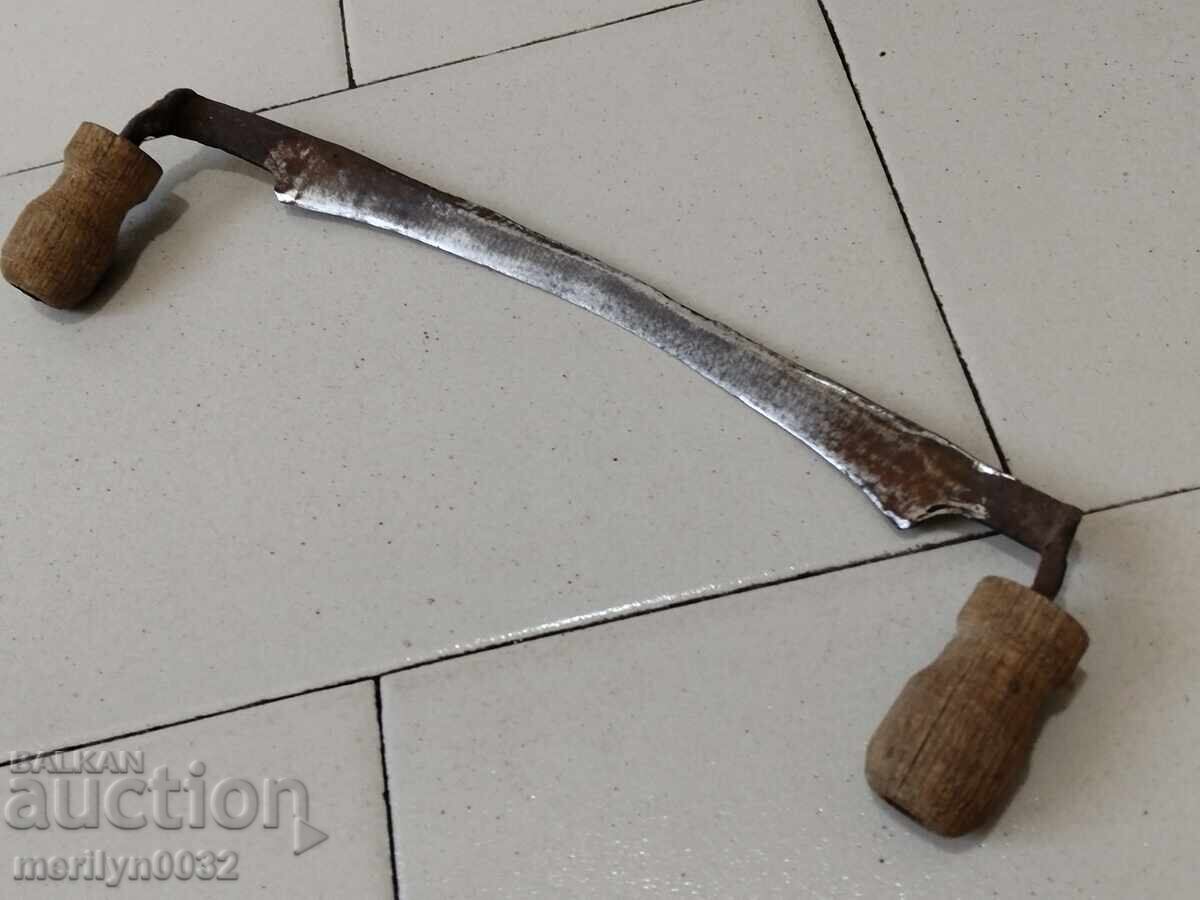 Old forged hand tool wrought iron planer wooden