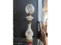 Старинна стъклена лампа с месингови детайли