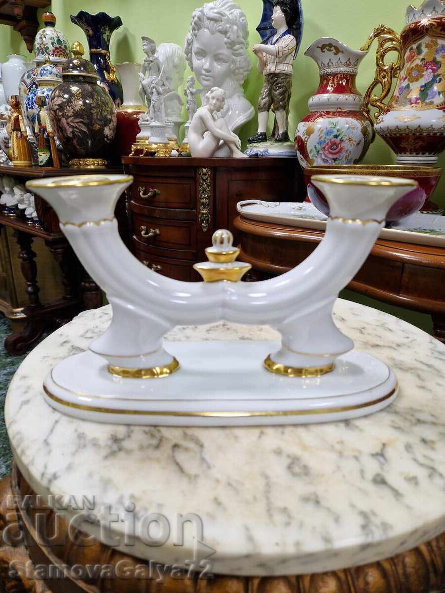 Antique German porcelain candlestick trio with price € 33.75 | 66.01 BGN