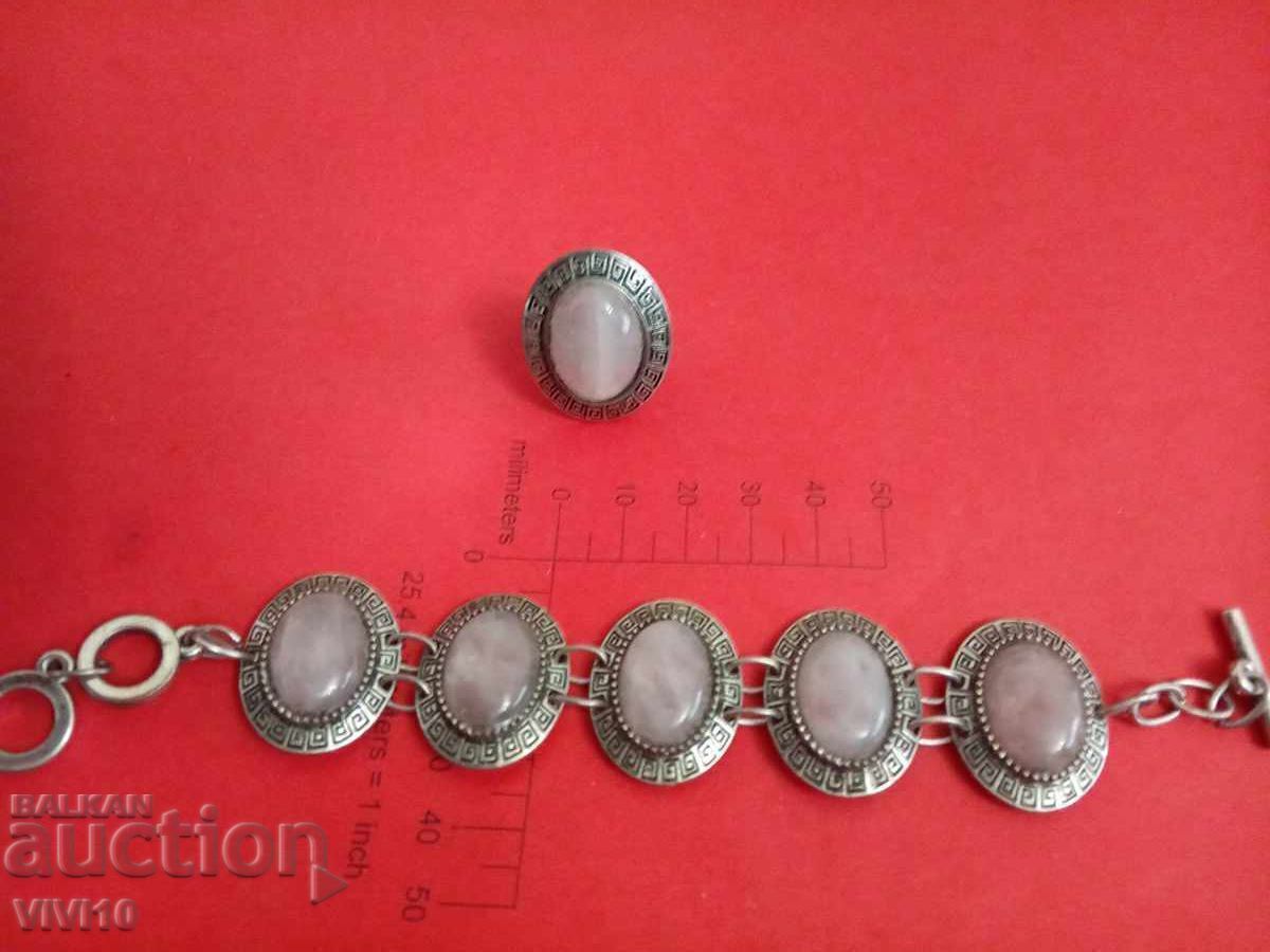 Antique bracelet and ring with natural stones