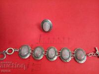 Antique bracelet and ring with natural stones