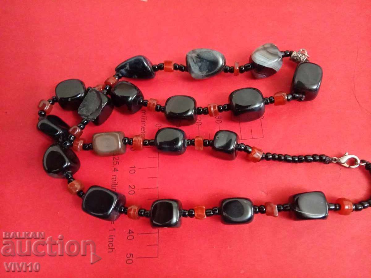 Antique necklace with natural stones, agate