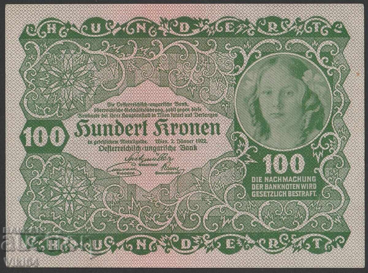 Bancnotă Austro Ungaria 100 Coroane 1922