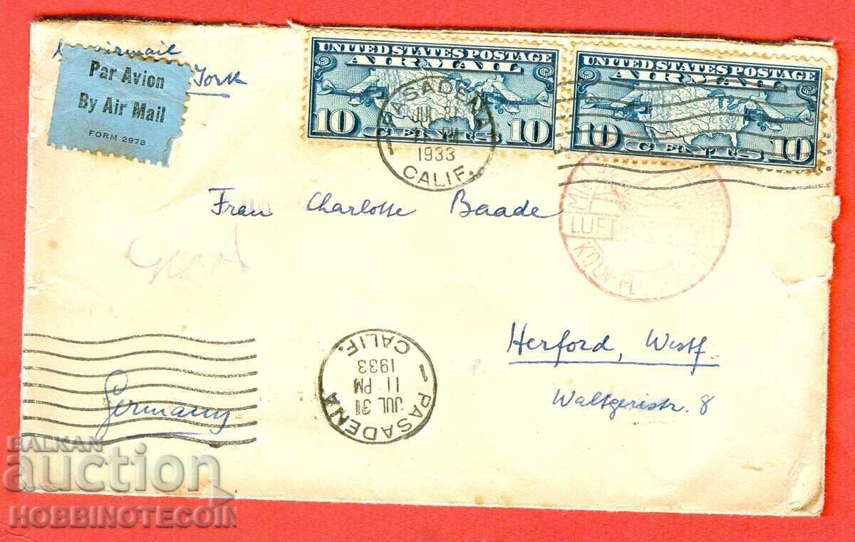 USA Airmail Envelope to Germany 1933 Red Seal USA Airmail Envelope to Germany 1933 Red Seal