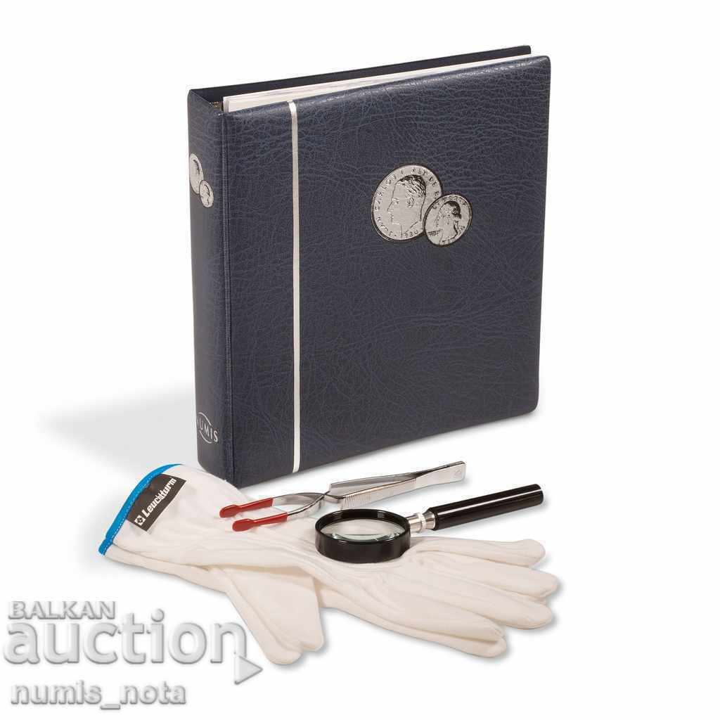 Албум + ръкавици + лупа + пинсета - Leuchtturm - Германия Албум + ръкавици + лупа + пинсета - Leuchtturm - Германия