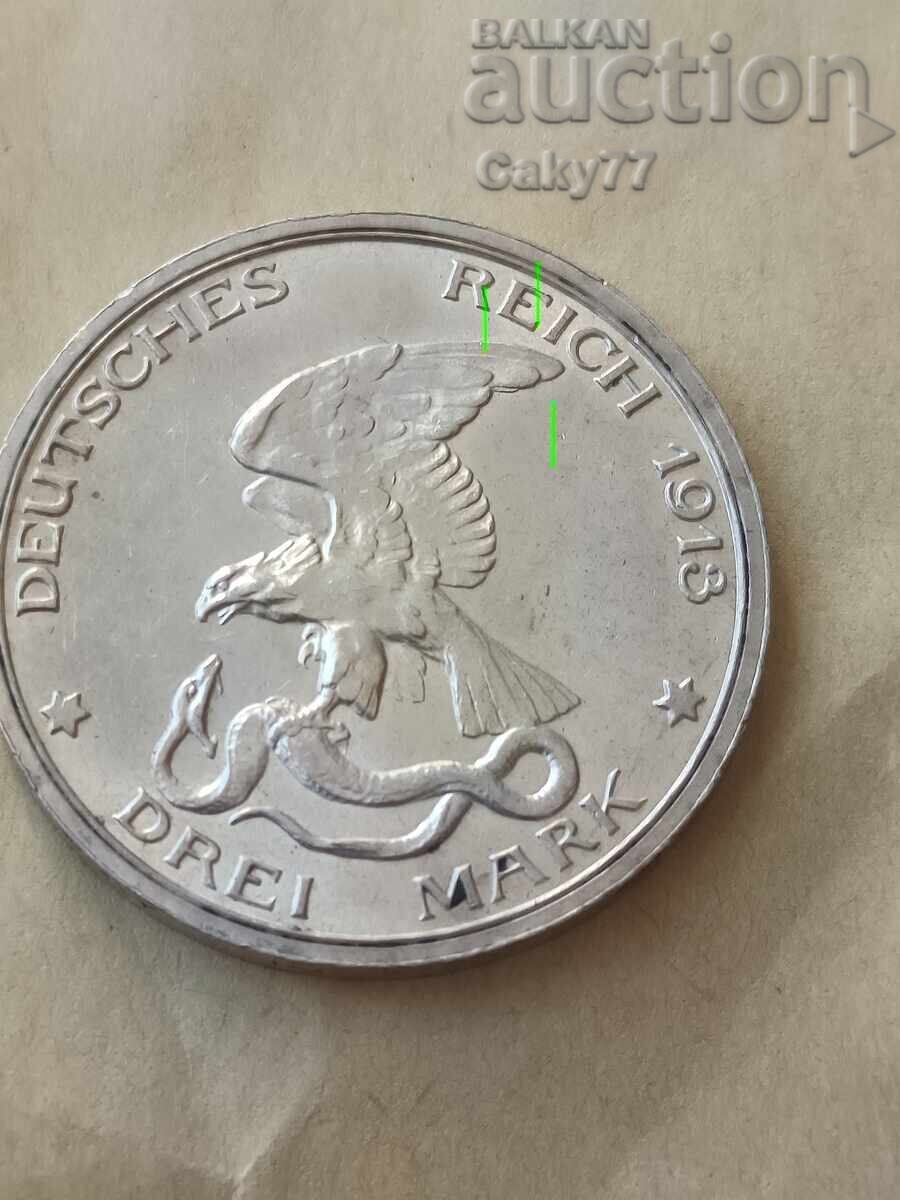 Germany Prussia 3 stamps 1913 100 years war with Napoleon silver Germany Prussia 3 stamps 1913 100 years war with Napoleon silver