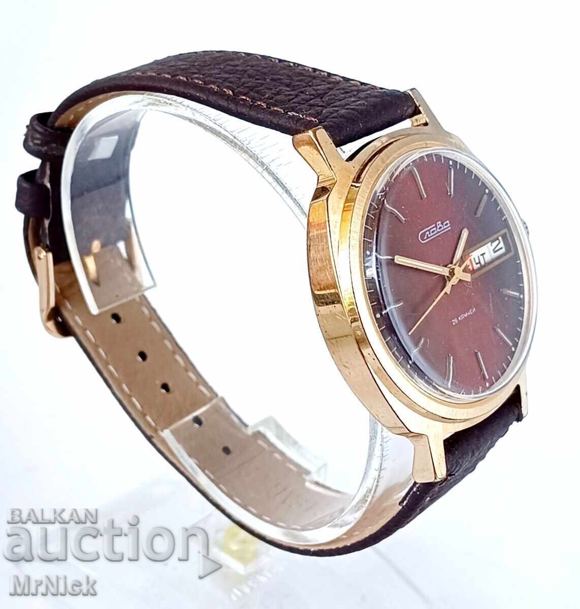 Auction Slava Slava gold-plated men's mechanical watch Auction Slava Slava gold-plated men's mechanical watch