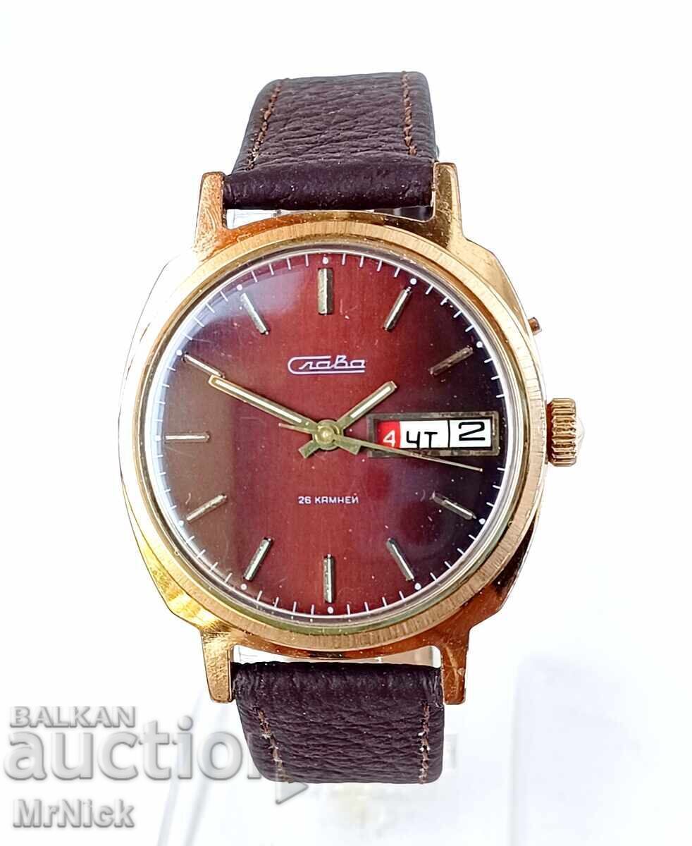 Slava Slava gold-plated men's mechanical watch Slava Slava gold-plated men's mechanical watch