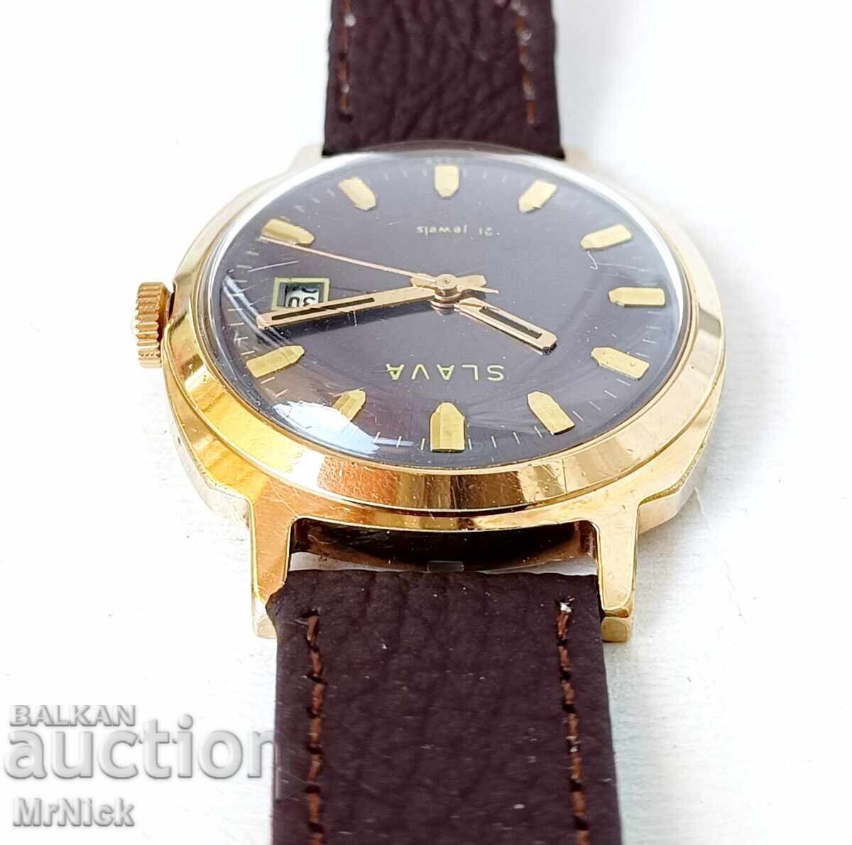 Ceas mecanic bărbătesc Slava Slava placat cu aur - 5