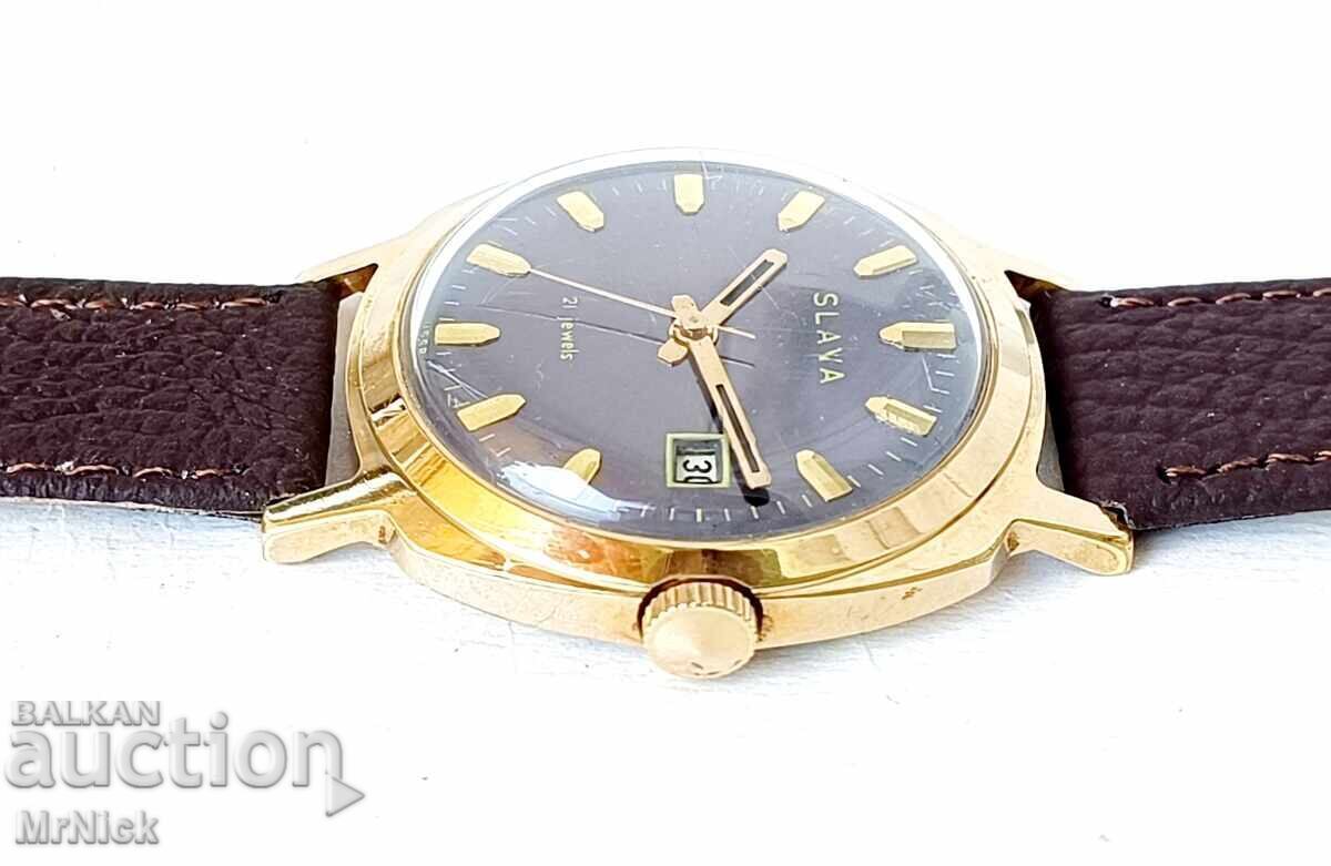 Ceas mecanic bărbătesc Slava Slava placat cu aur - 6