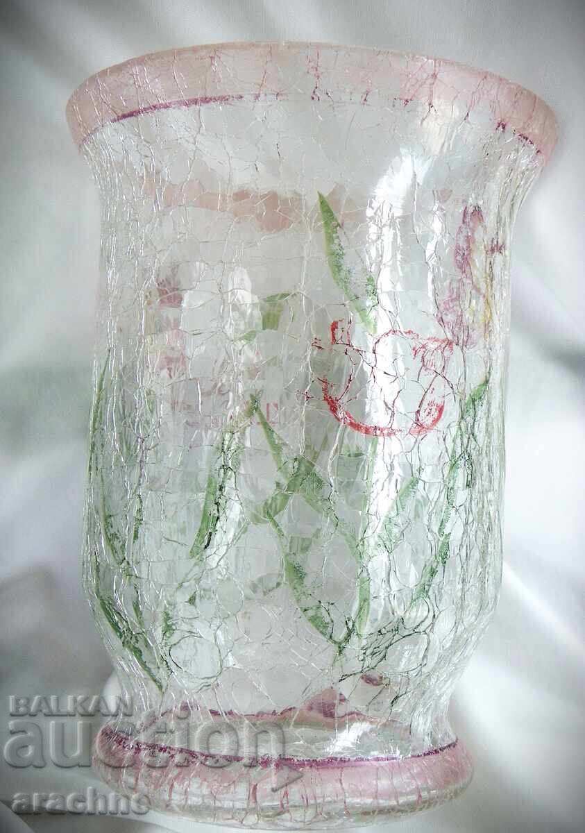 Vase from pink "craquelé" glass, England with price 45.00 BGN | € 23.01