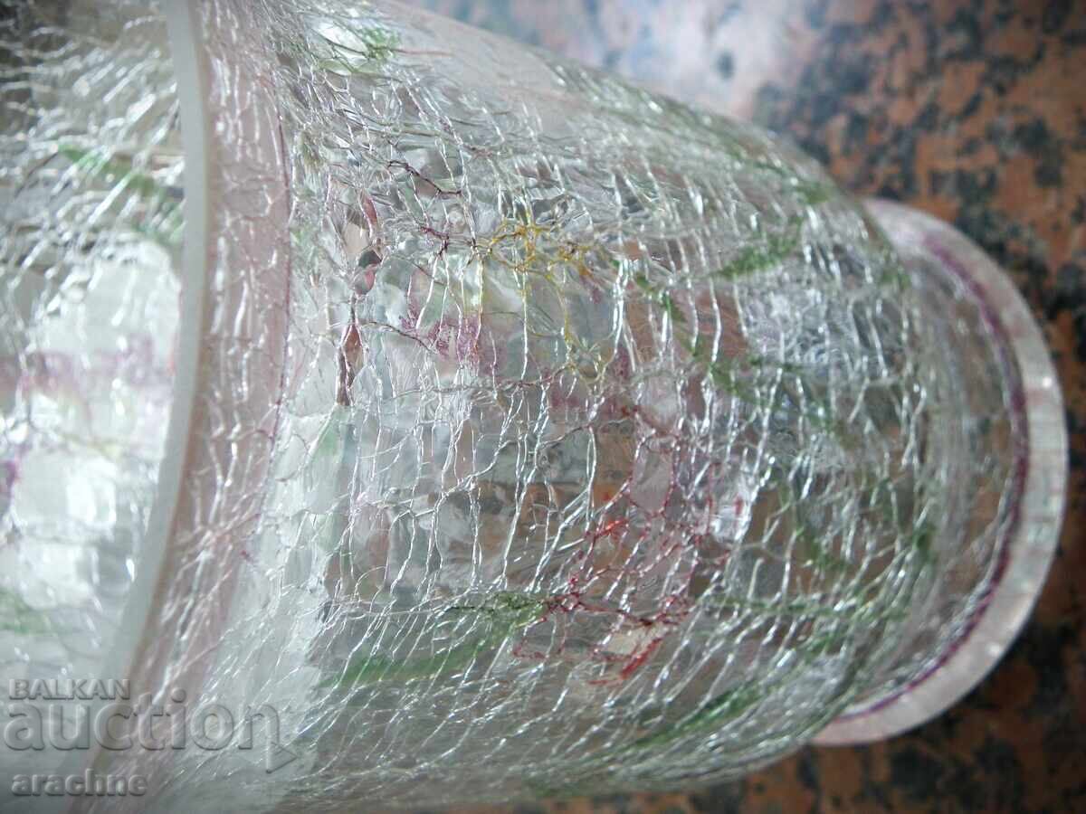 Vase from pink "craquelé" glass, England - 5