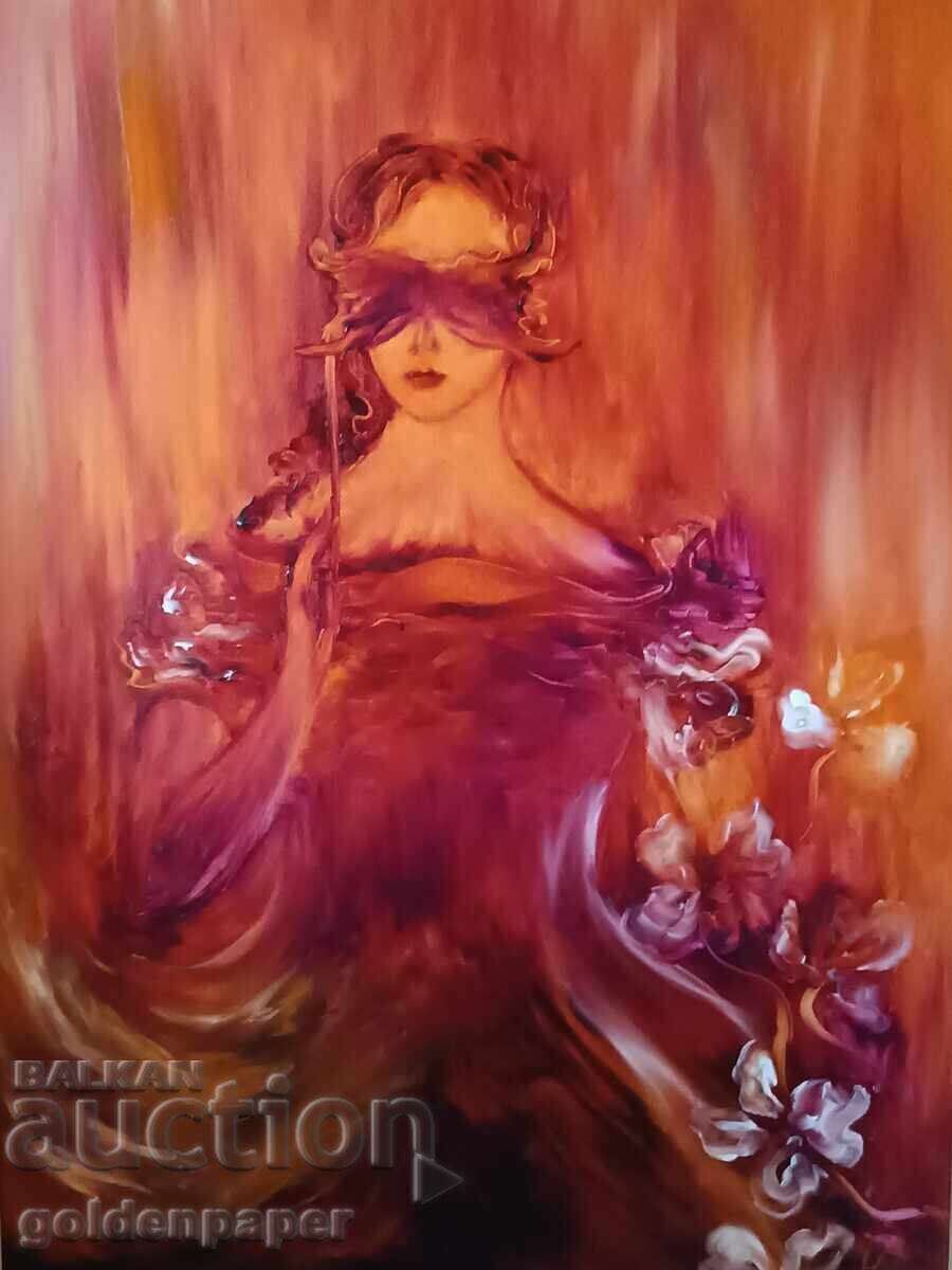 Livrarea Tablou Doamna cu mască 95x125 Livrare gratuită