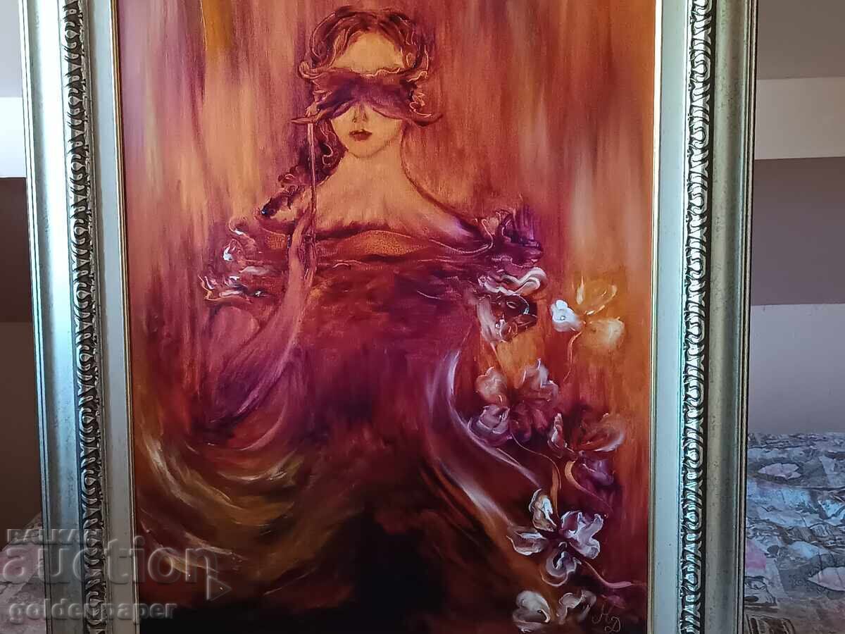 Tablou Doamna cu mască 95x125 Livrare gratuită - 5