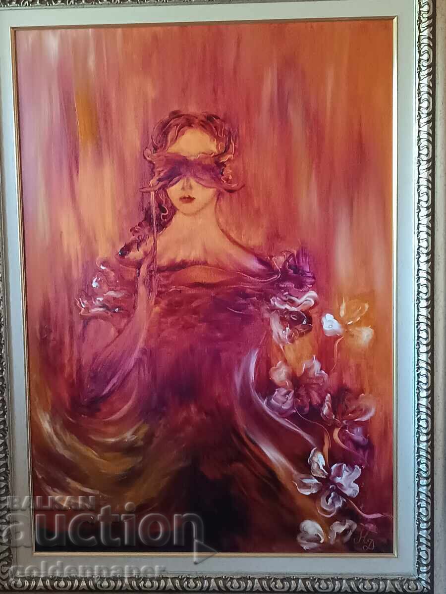 Tablou Doamna cu mască 95x125 Livrare gratuită - 6