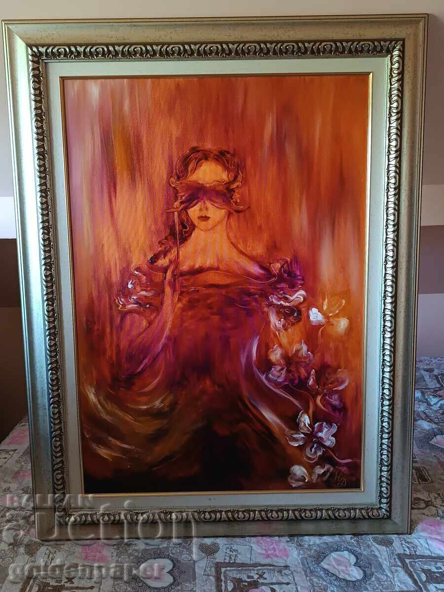 Tablou Doamna cu mască 95x125 Livrare gratuită