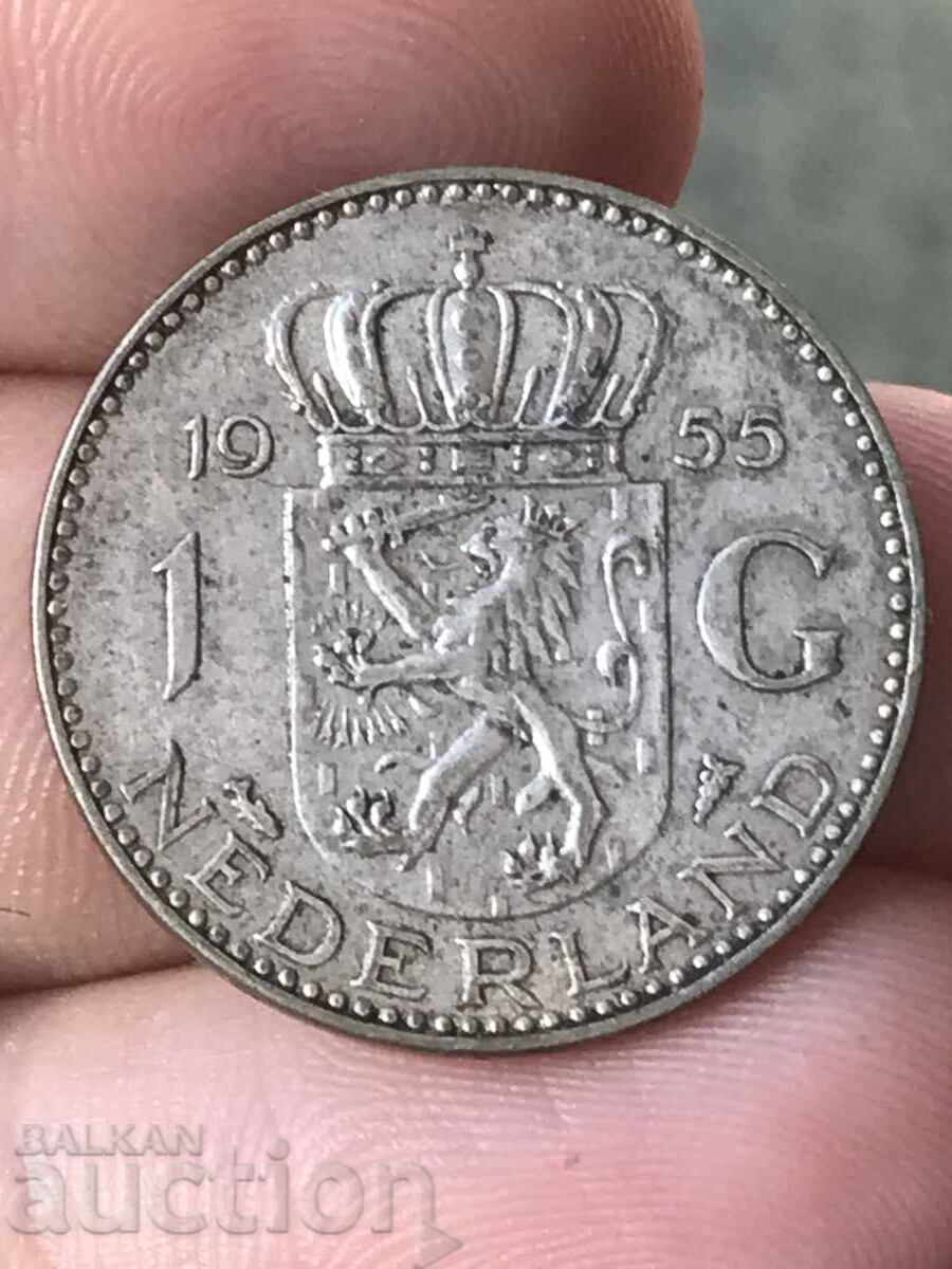 Olanda Țările de Jos 1 gulden 1955 Juliana argint