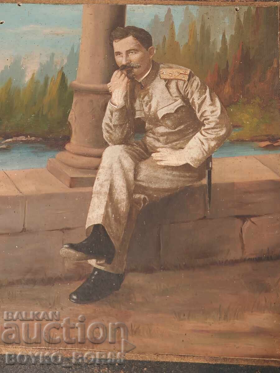 Delivery of Antique Painting of a Bulgarian Royal Officer, 1930s Delivery of Antique Painting of a Bulgarian Royal Officer, 1930s