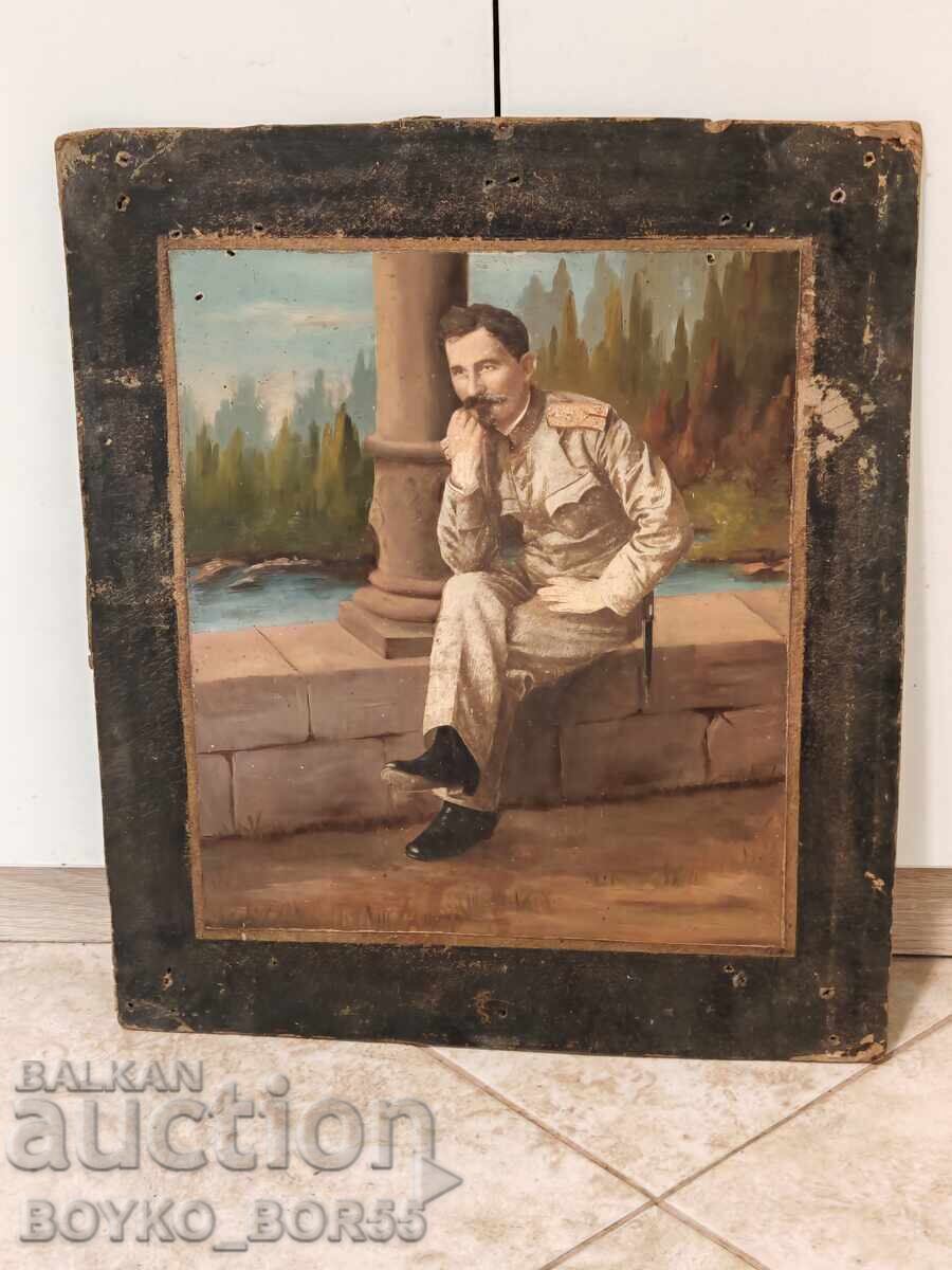 Antique Painting of a Bulgarian Royal Officer, 1930s Antique Painting of a Bulgarian Royal Officer, 1930s