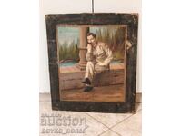 Старинна Картина на Български Царски Офицер 1930те г