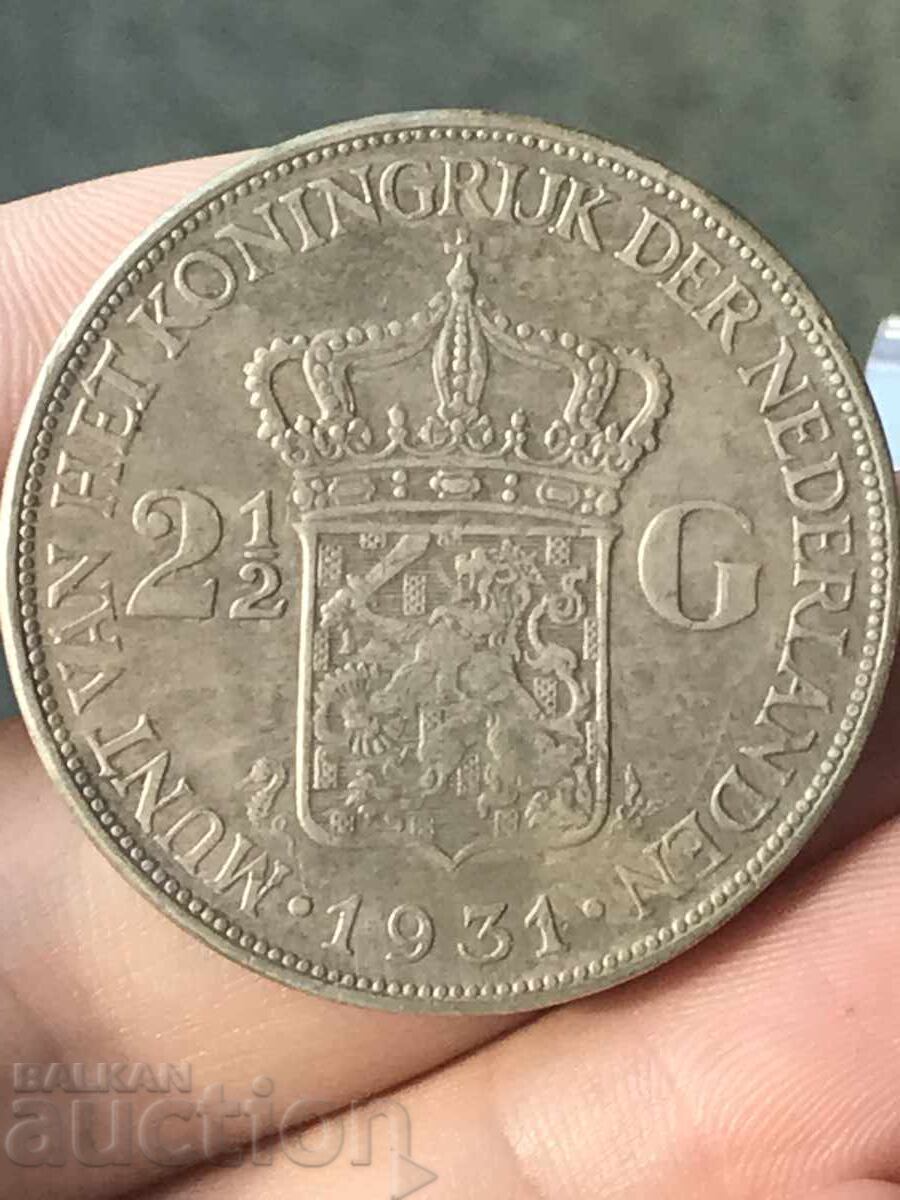 Netherlands 2 1/2 Gulden 1931 Wilhelmina Silver with price 69.00 BGN | € 35.28 Netherlands 2 1/2 Gulden 1931 Wilhelmina Silver with price 69.00 BGN | € 35.28