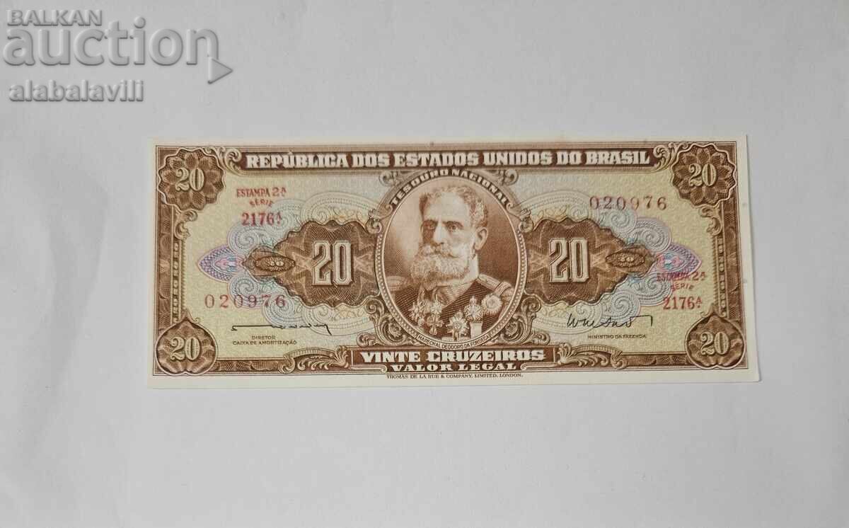 Банкнота Бразилия 20 крузейро 1962 UNC