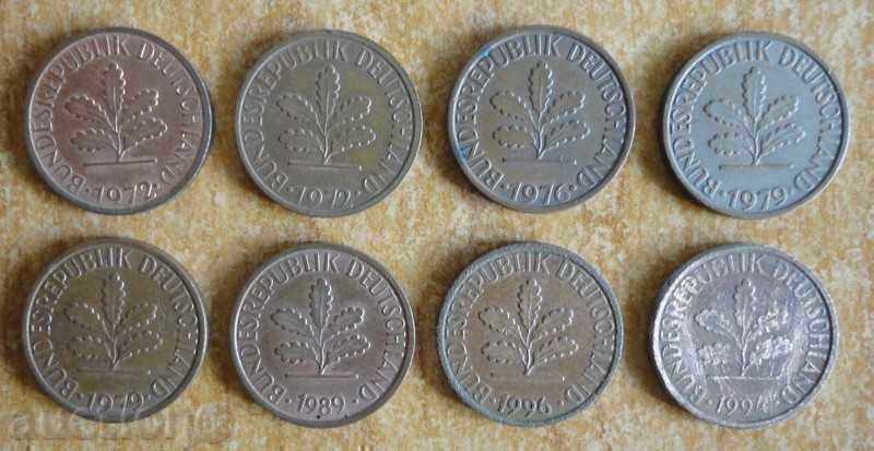 1 pfennig 1972, 1976, 1979, 1989, 1994, 1996 - Germany with price € 1.00 | 1.96 BGN