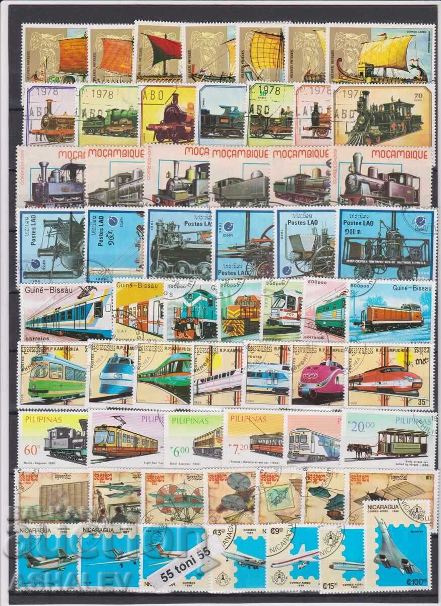 Lot Transport, Auto, locomotives, ships, 19 editions + 4 bl. (O) with price 25.00 BGN | € 12.78