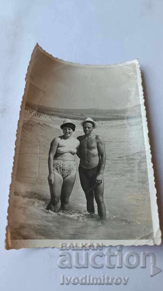 Photo Primorsko Man and woman on the seashore 1965 Photo Primorsko Man and woman on the seashore 1965