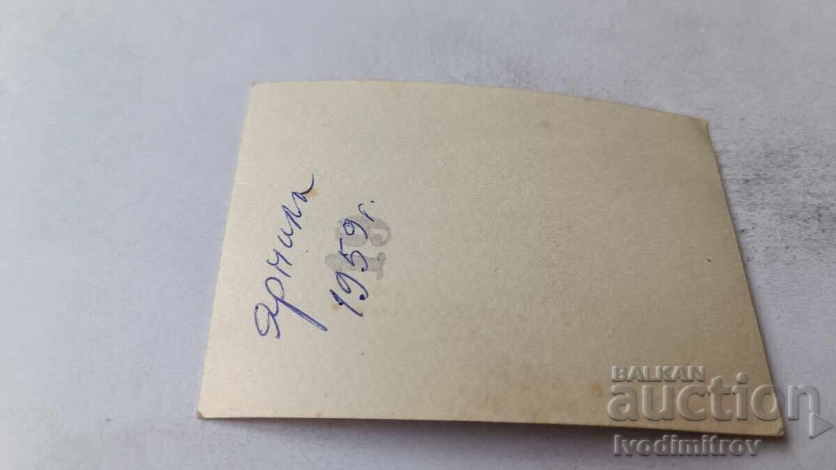 Fotografie Tânăra femeie cu costum de baie retro șezând pe iarbă 1959 cu preț 1.85 BGN | € 0.95