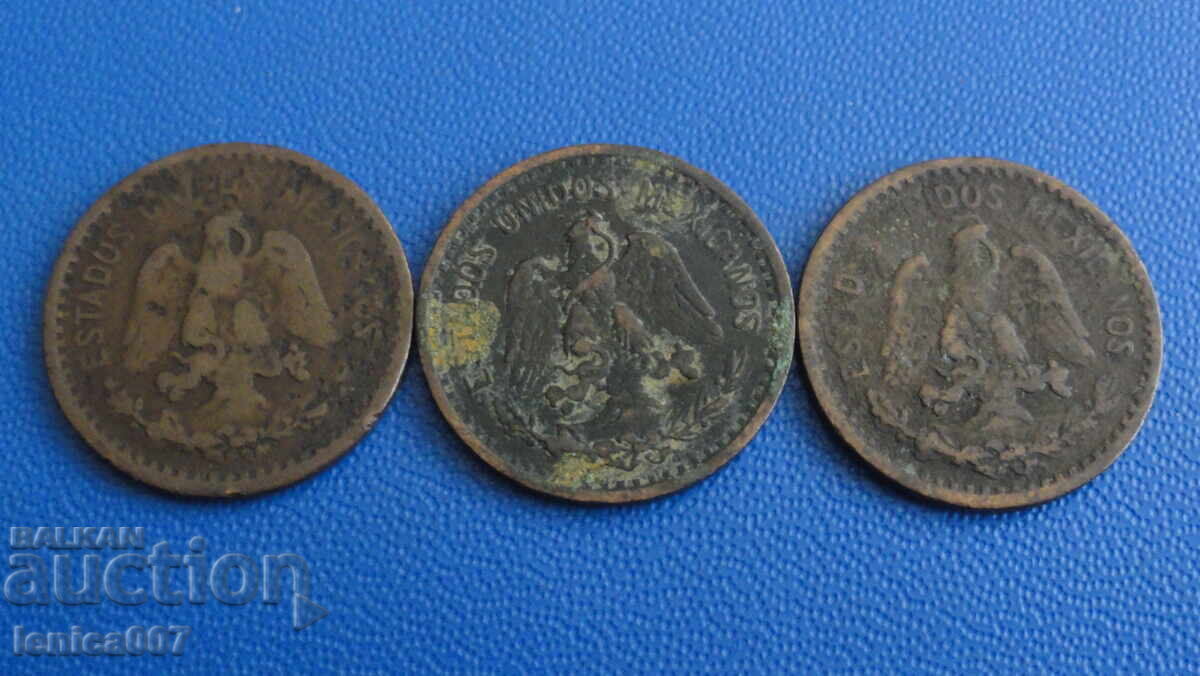 Мексико 1906г. - 1 сентавос (3 броя) - 6 Мексико 1906г. - 1 сентавос (3 броя) - 6