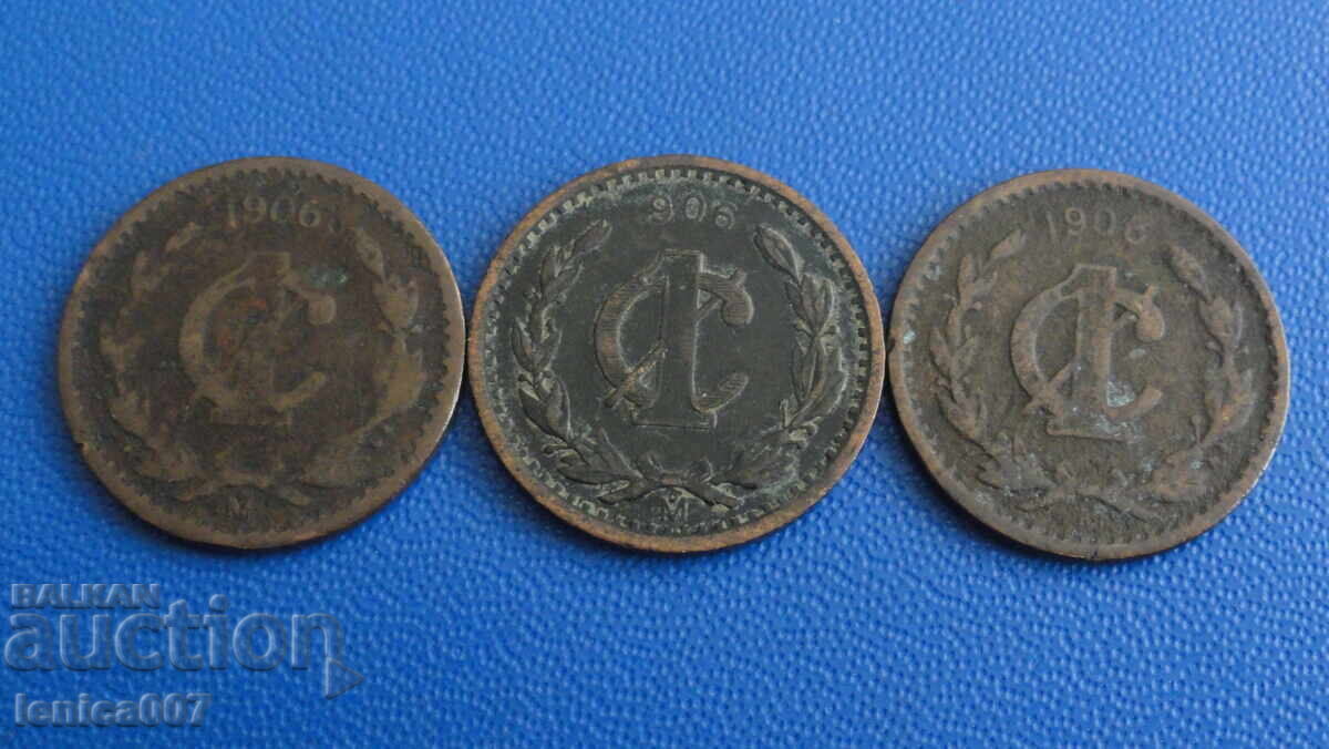 Мексико 1906г. - 1 сентавос (3 броя) Мексико 1906г. - 1 сентавос (3 броя)