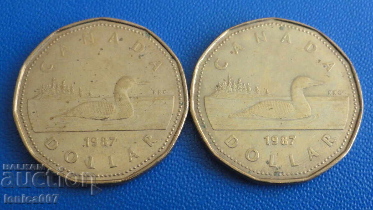 Canada 1987 - 1 dolar (2 bucăți) - 5 Canada 1987 - 1 dolar (2 bucăți) - 5